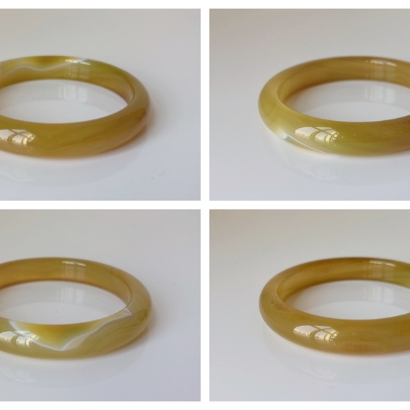 56mm Natural Yellow Agate Round Bangle BA125 - Picture 4 of 9